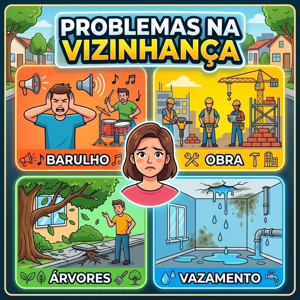 Card Problemas de vizinhança: barulho, obra, árvore e infiltração